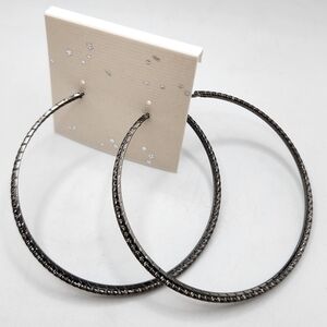 Gunmetal color black large hoop earrings 3" Inch